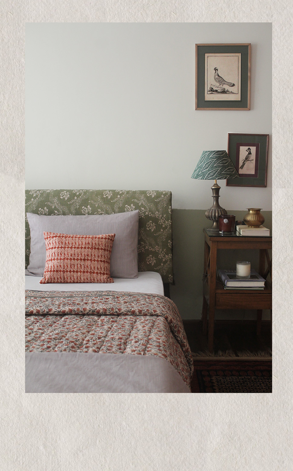 bedroom, fabric, india, textile, birds, ikat, fab india