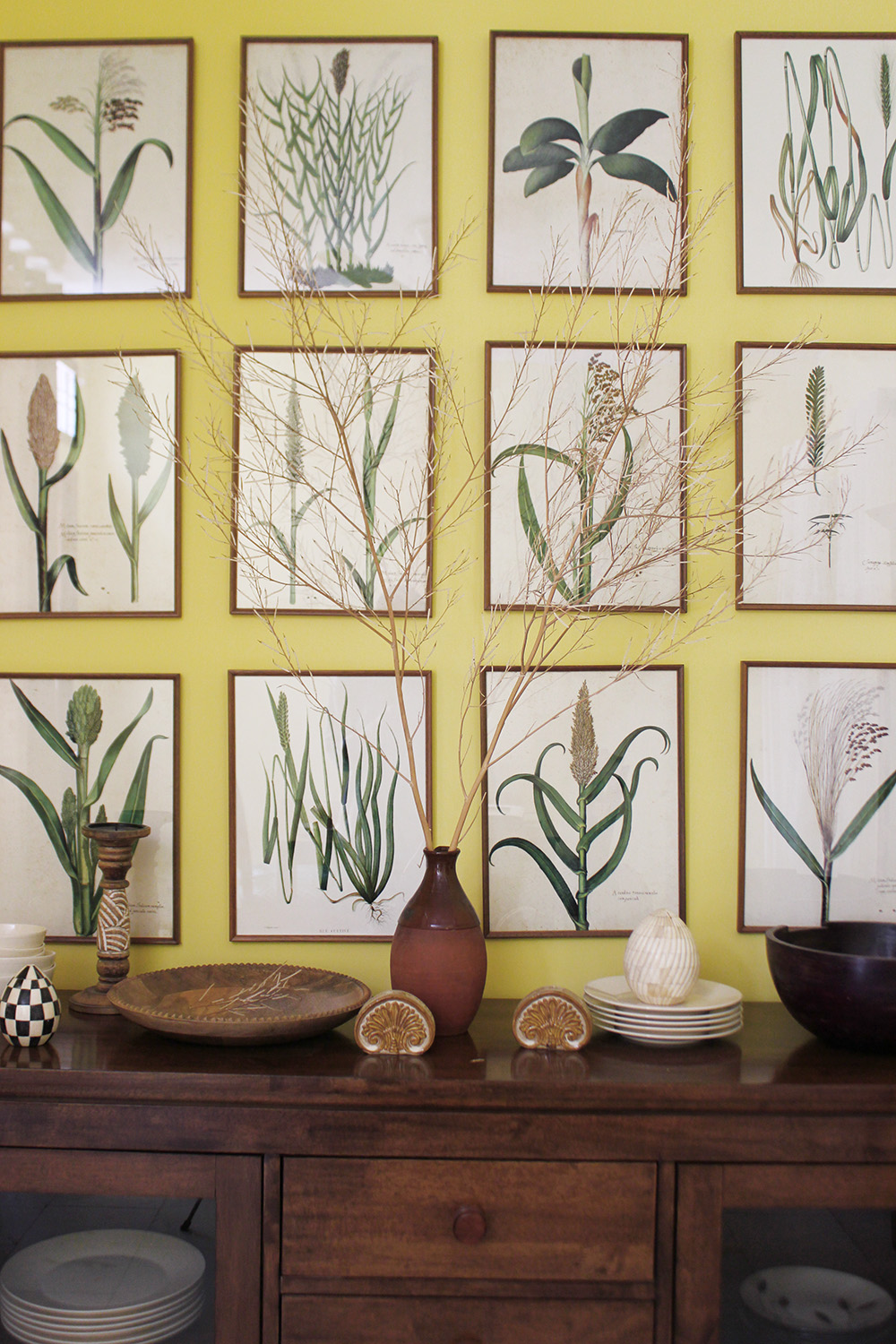 wall art placement, botanical prints, india, interior design, delhi, dining table, natural design, elegant, shivani dogra 